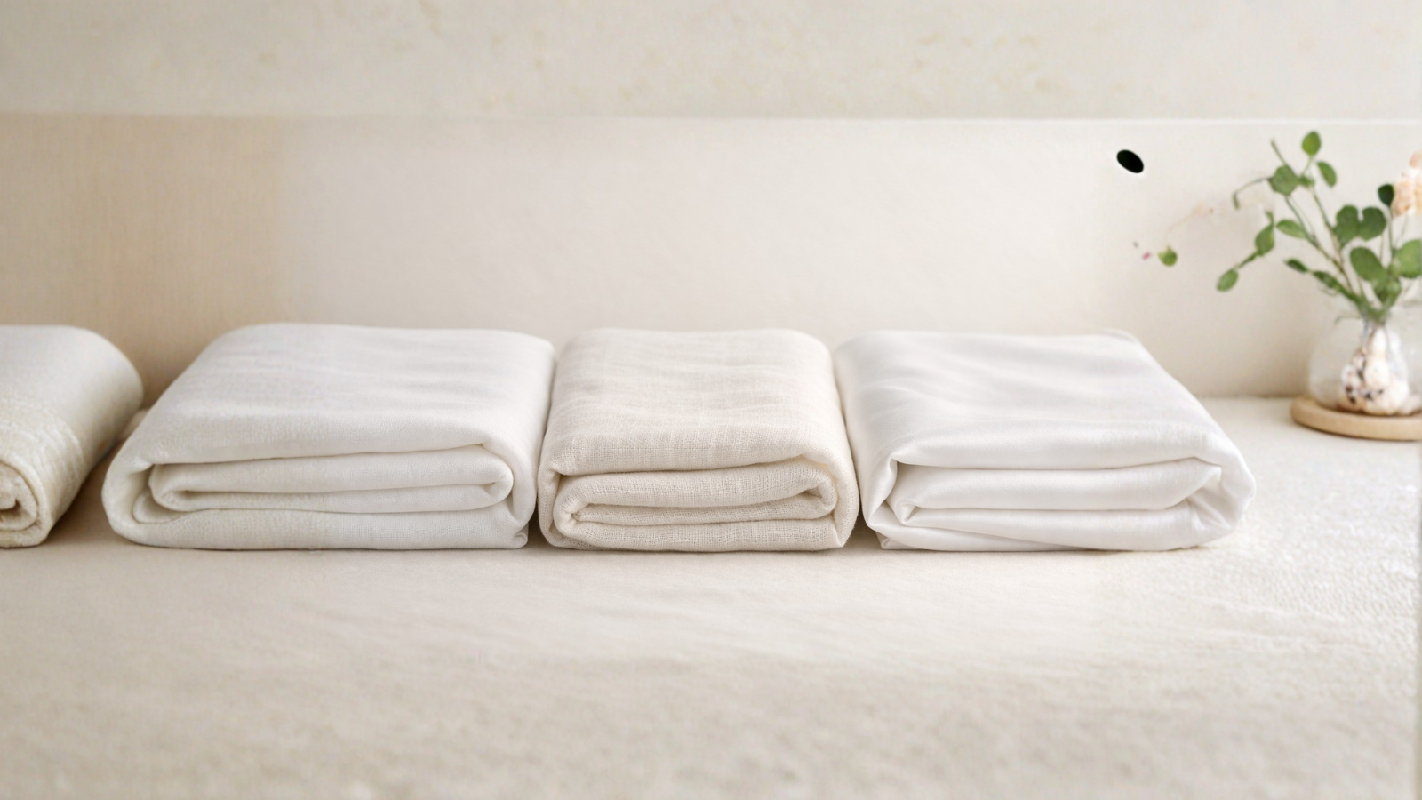 cotton bedsheet fabrics showing different weave textures used to choose the right bedsheets